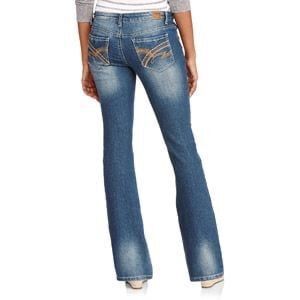 L.E.I. Junior's Felicia Low Rise Distressed Factory Faded Boot Denim Jeans 11